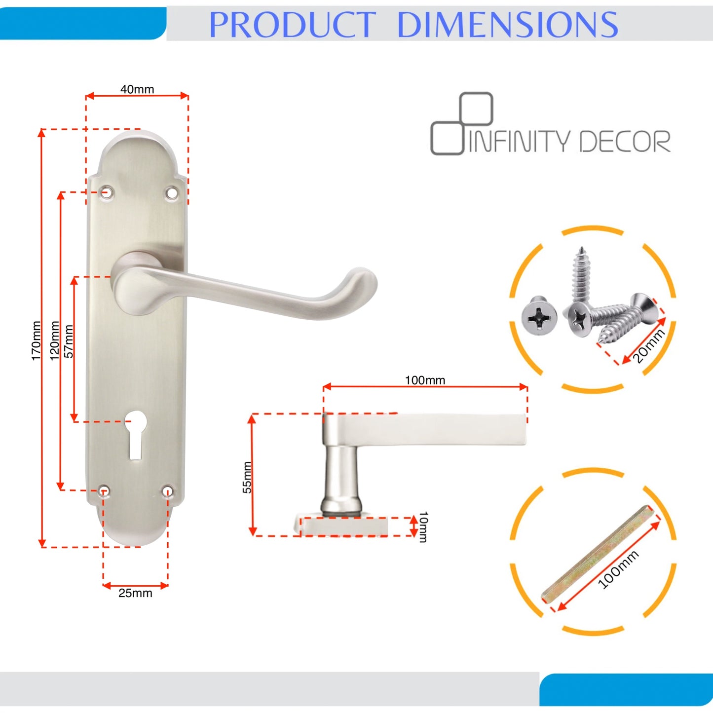 Satin Nickel Lever on Backplate Lock Door Handle Home Decor  