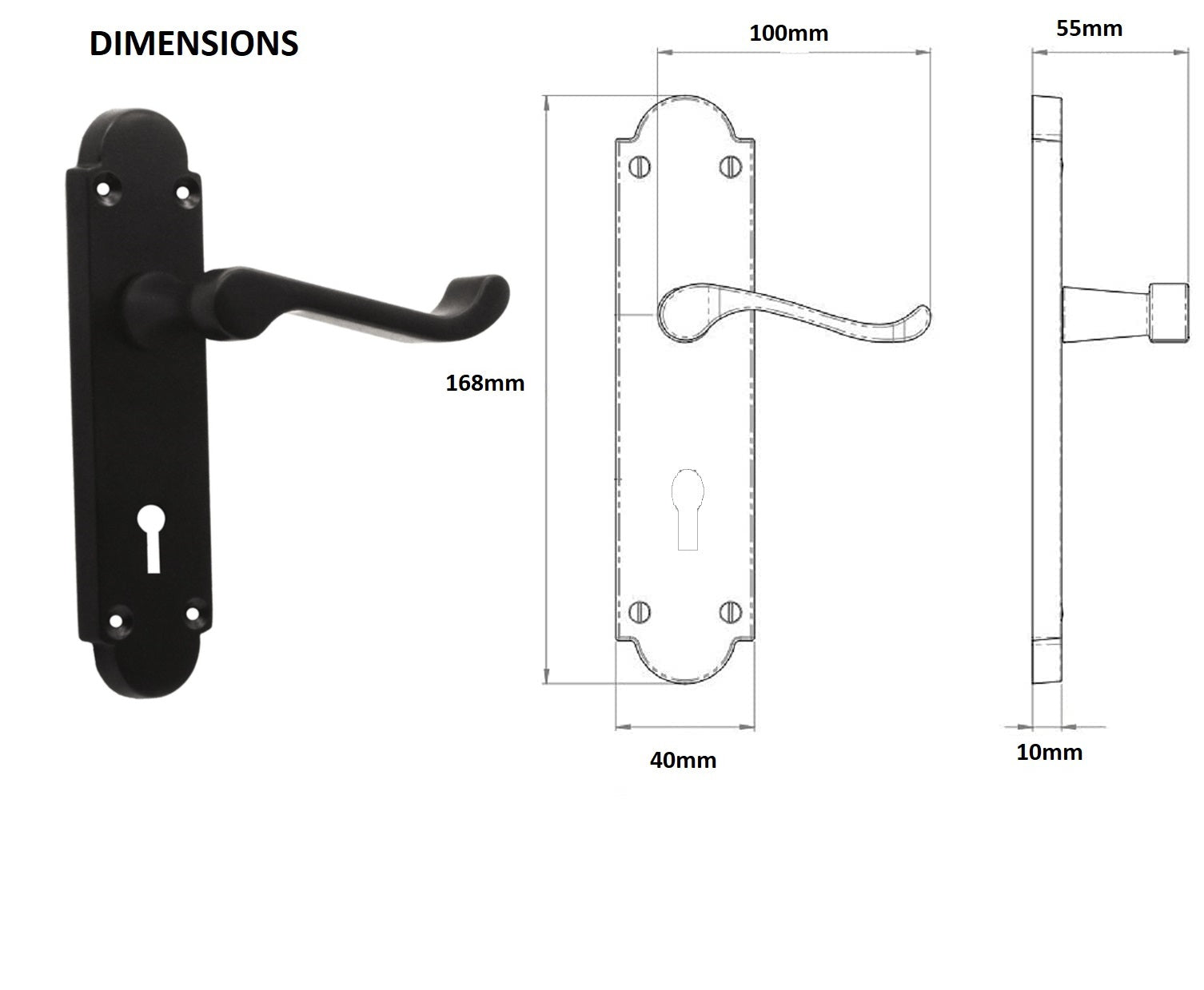 Matt Black Lever on Backplate Lock Door Handle Home Decor