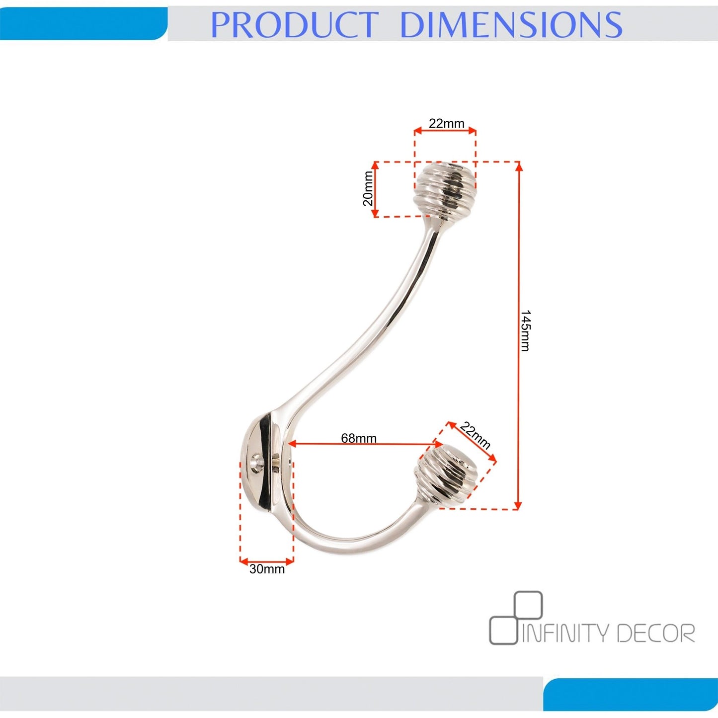 Beehive Twin Coat Hook Polished Nickel