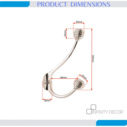 Beehive Twin Coat Hook Polished Nickel