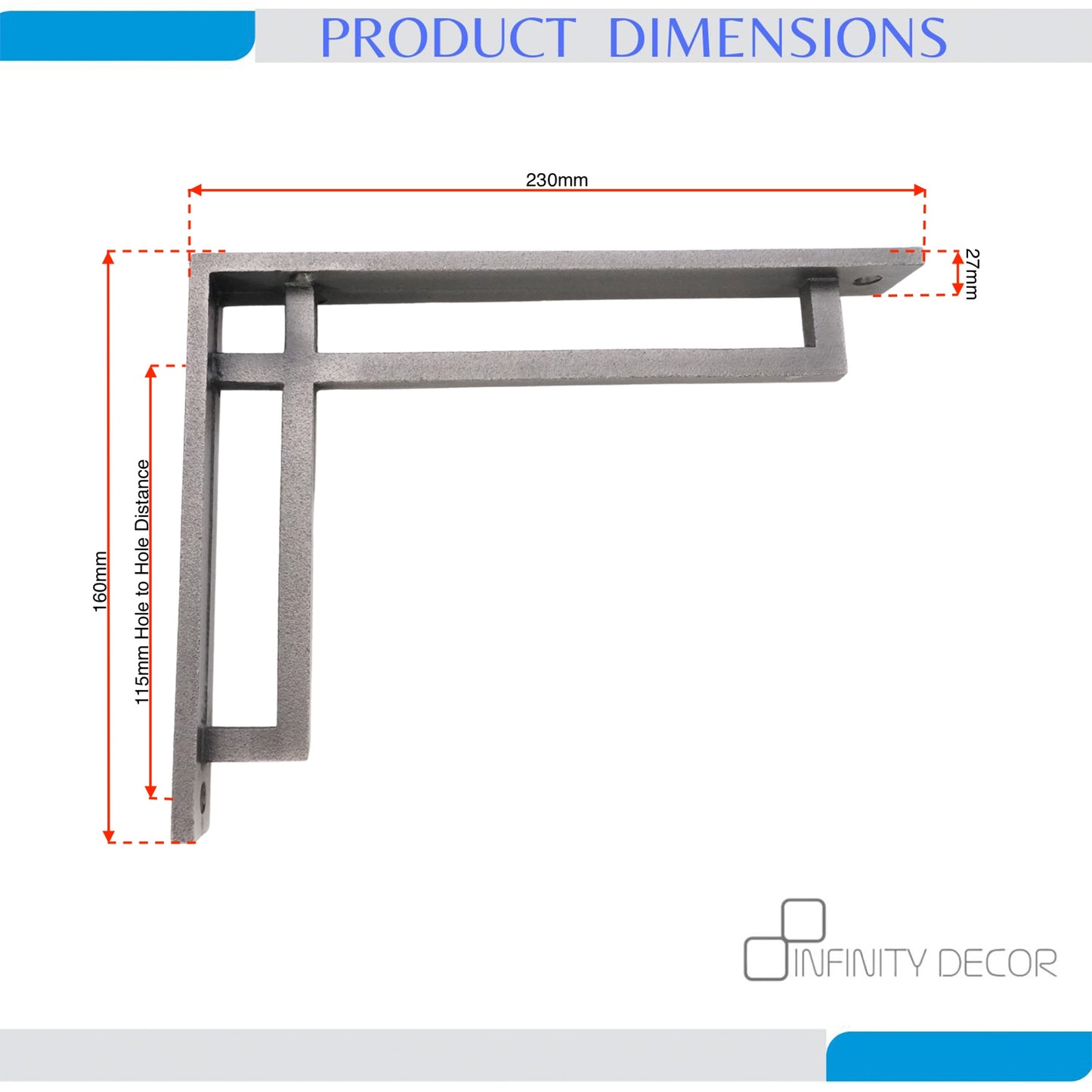 Narrow Art Deco Shelf Bracket Pewter