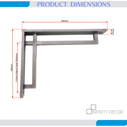 Narrow Art Deco Shelf Bracket Pewter