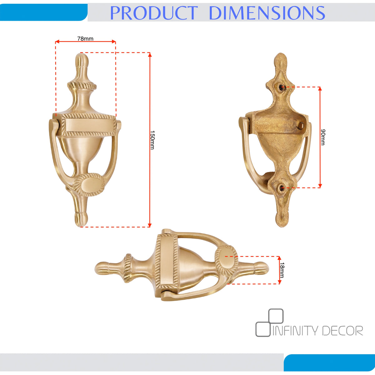 Satin Brass Georgian Door Knocker Home Decor