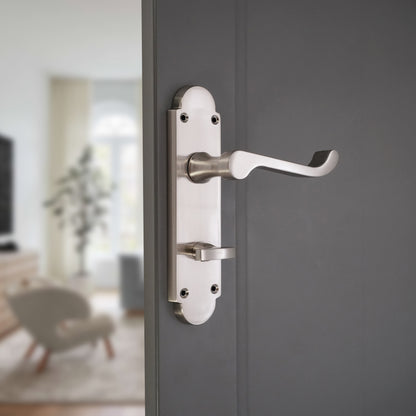 Satin Nickel Lever on Backplate Bathroom Home Decor  