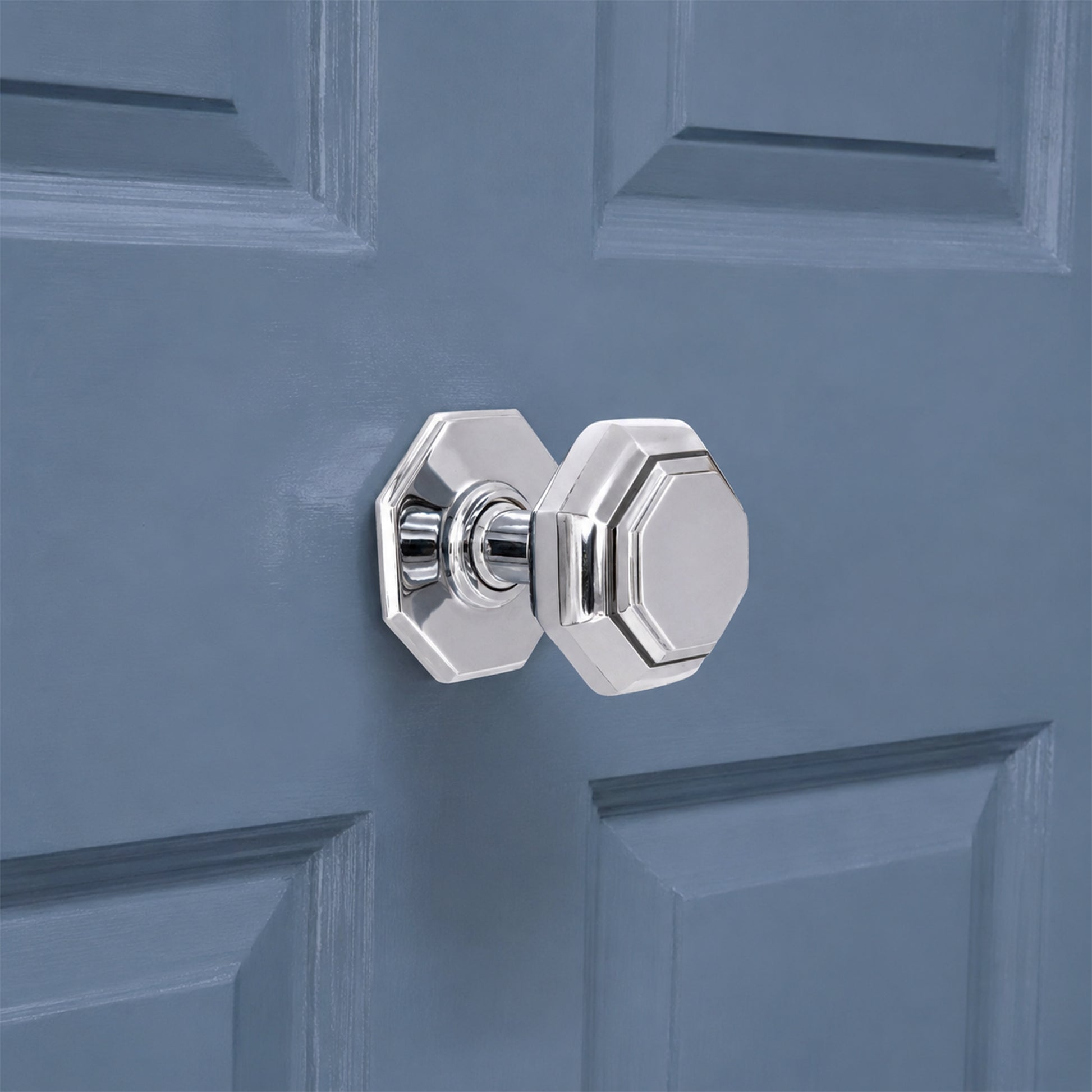 Polished Chrome Octagonal Centre Door Knob Home Decor