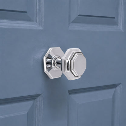 Polished Chrome Octagonal Centre Door Knob Home Decor