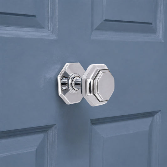 Octagonal Centre Door Knob Polished Chrome