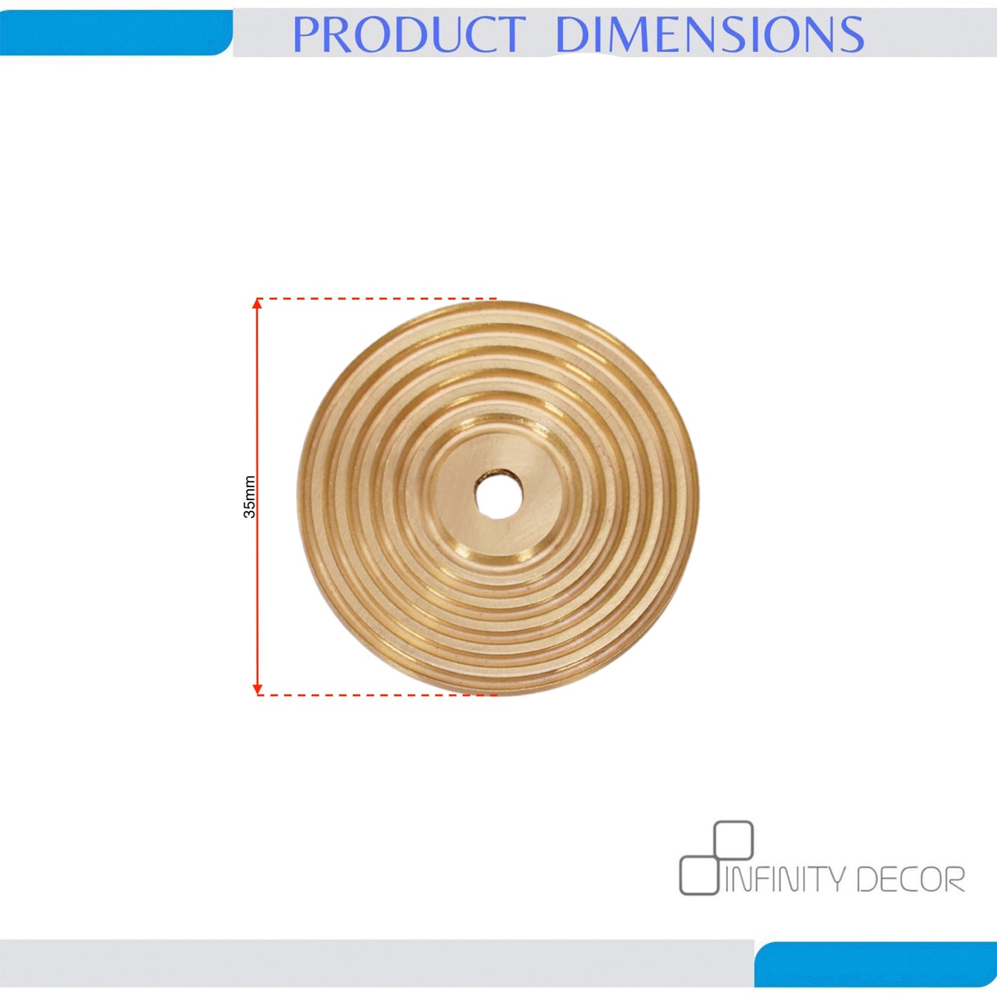 Reeded Round Backplate for Cupboard Knobs Satin Brass