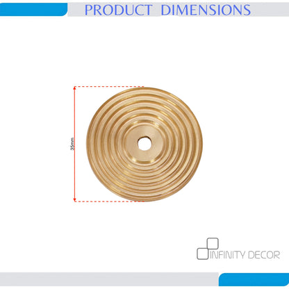 Reeded Round Backplate for Cupboard Knobs Satin Brass