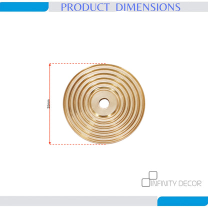 Reeded Round Backplate for Cupboard Knobs Polished Brass