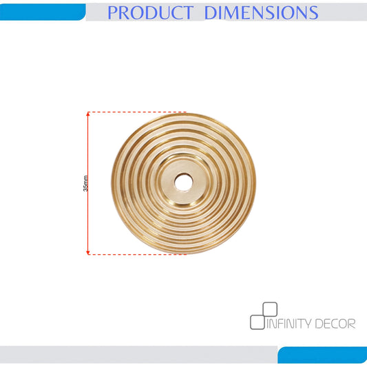 Reeded Round Backplate for Cupboard Knobs Polished Brass