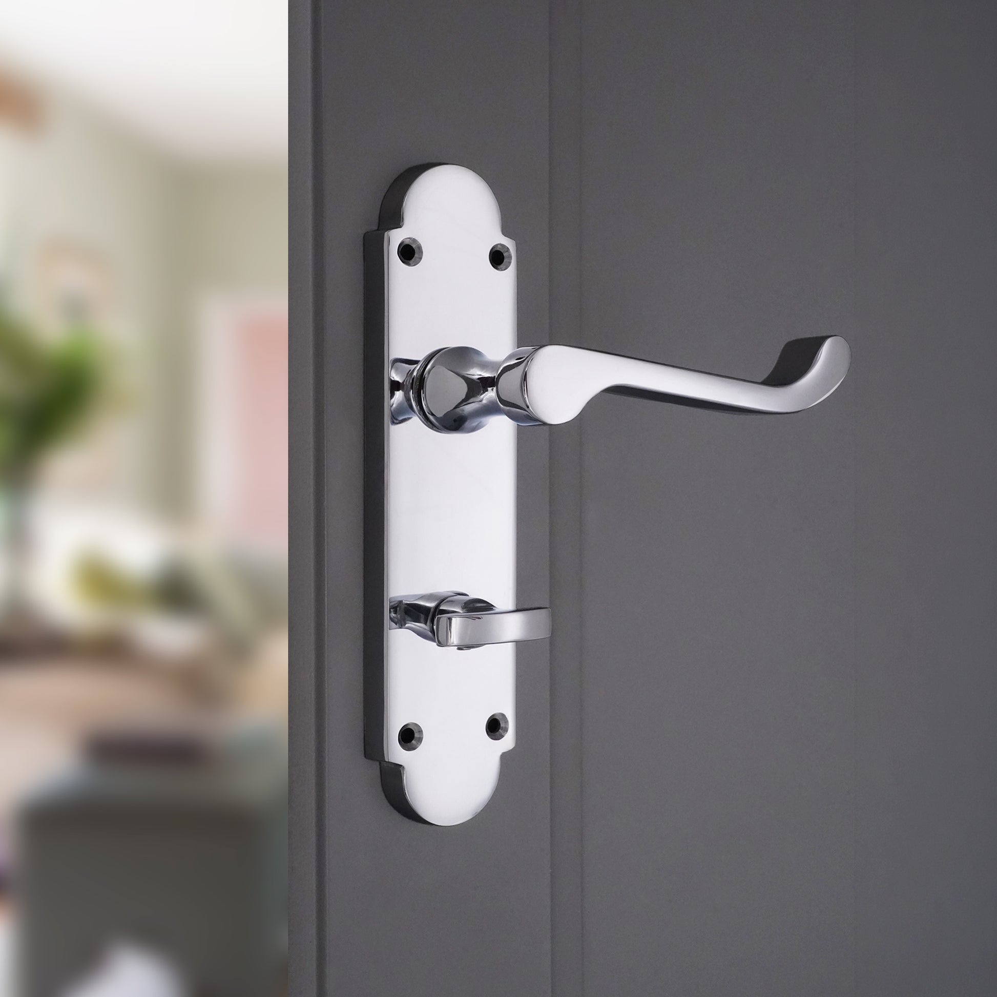 Polished Chrome Lever on Backplate Bathroom Home Decor  