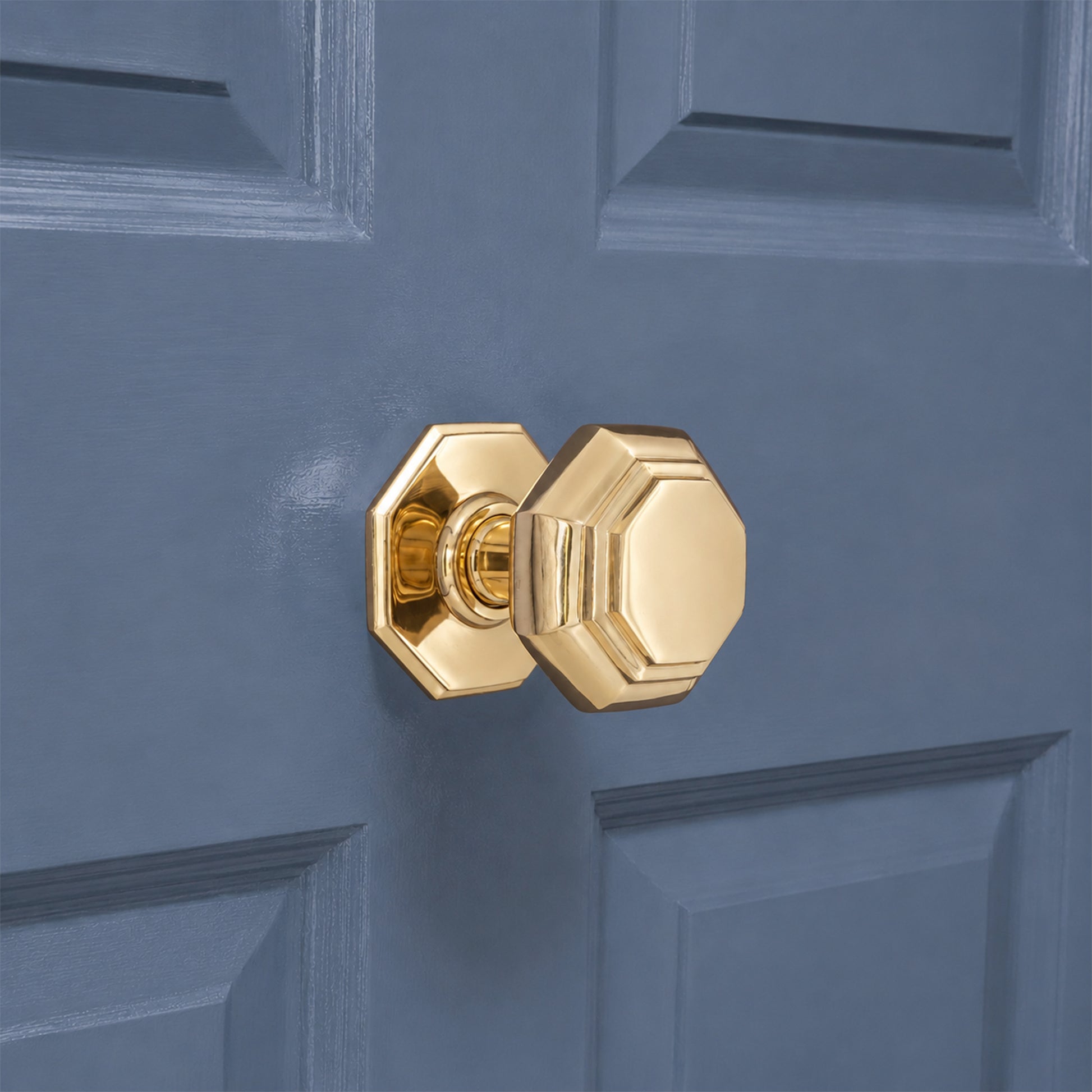 Polished Brass Octagonal Centre Door Knob Home Decor