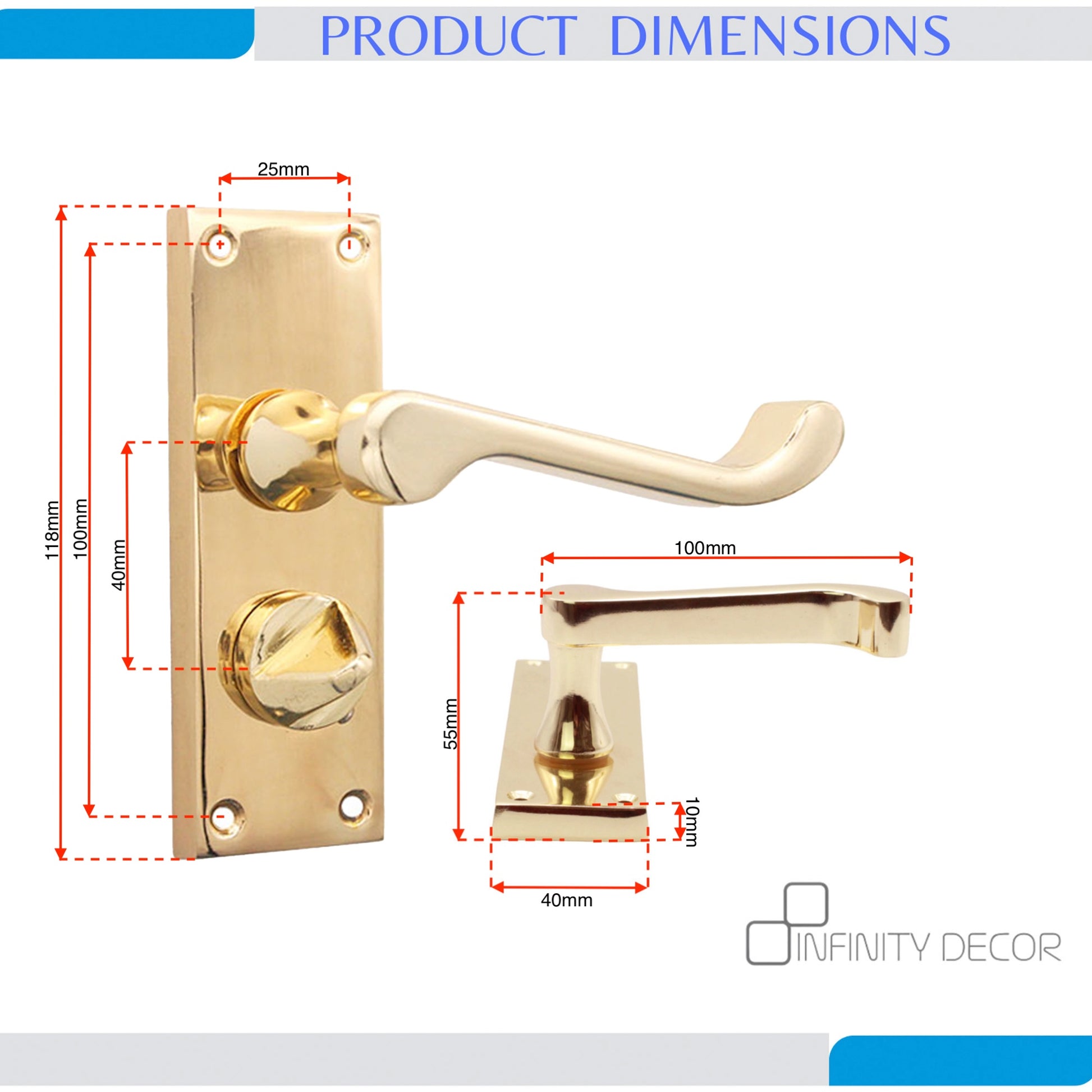 Polished Brass Victorian Scroll Privacy Lever Handle Home Decor 