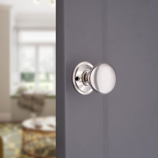 Cottage Small 40mm Rim/Mortice Door Knob Polished Nickel