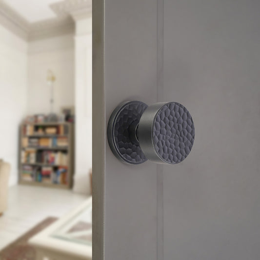 Hammered Knurlmond Mortice Door Knob Matt Black