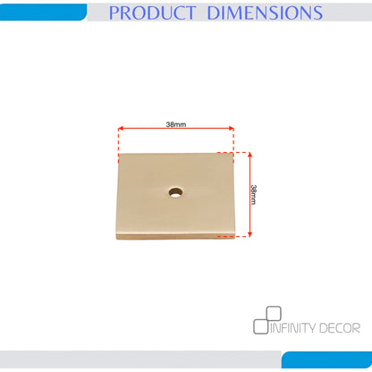 Square Backplate for Cupboard Knobs Polished Brass