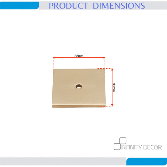 Square Backplate for Cupboard Knobs Polished Brass