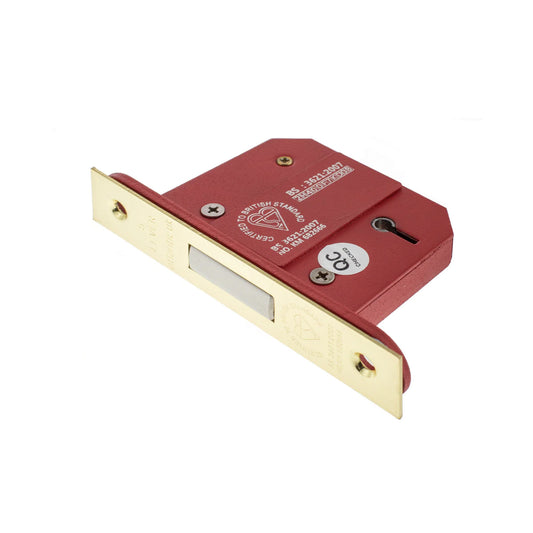 5 Lever BS3621 Dead Lock - 63mm Electro Brass