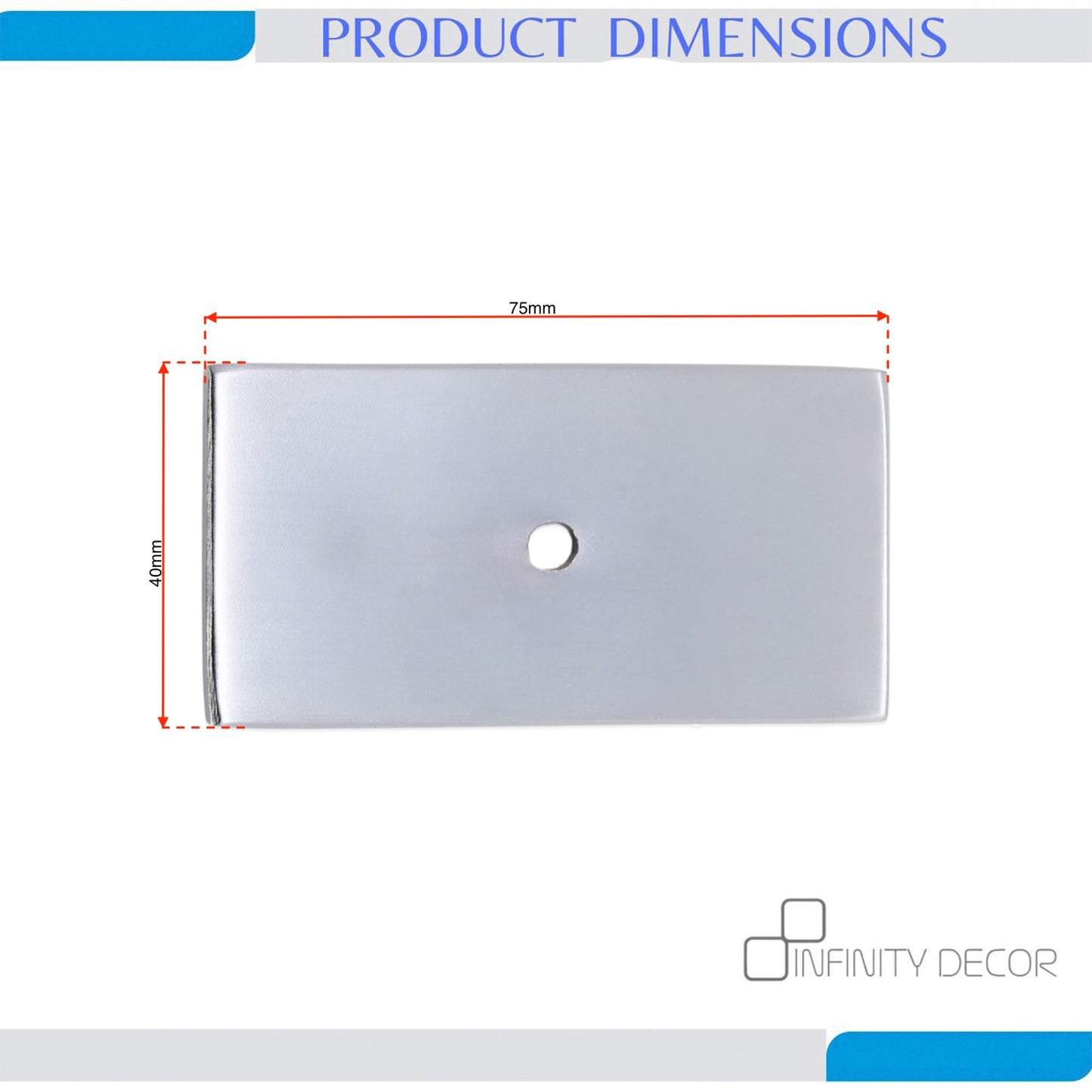 Rectangle Backplate for Cupboard Knobs Satin Chrome