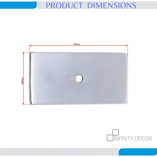 Rectangle Backplate for Cupboard Knobs Satin Chrome