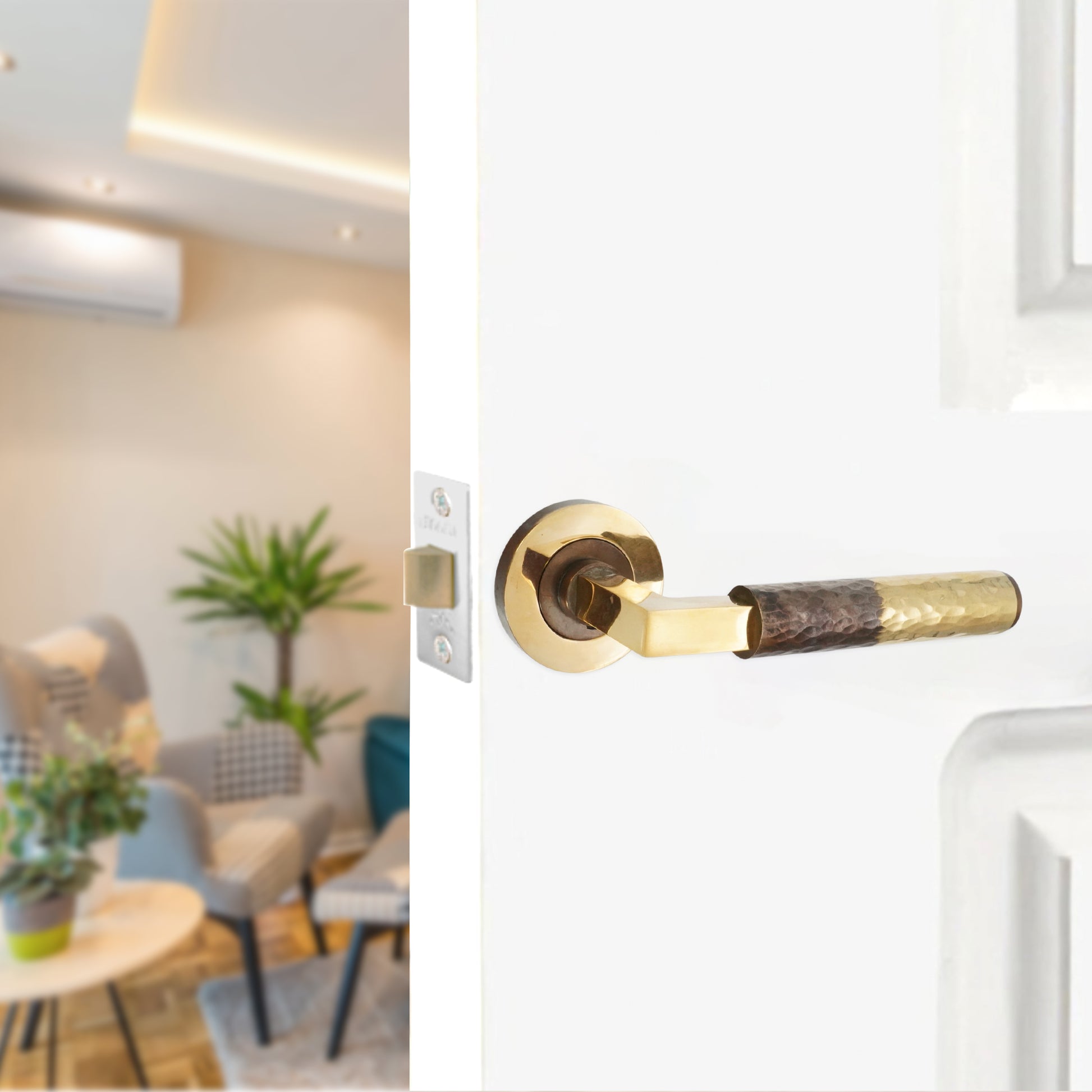 Aged Brass Lever on Rose Door Handle Home Decor 