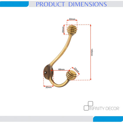 Crochet double en laiton vieilli en forme de ruche