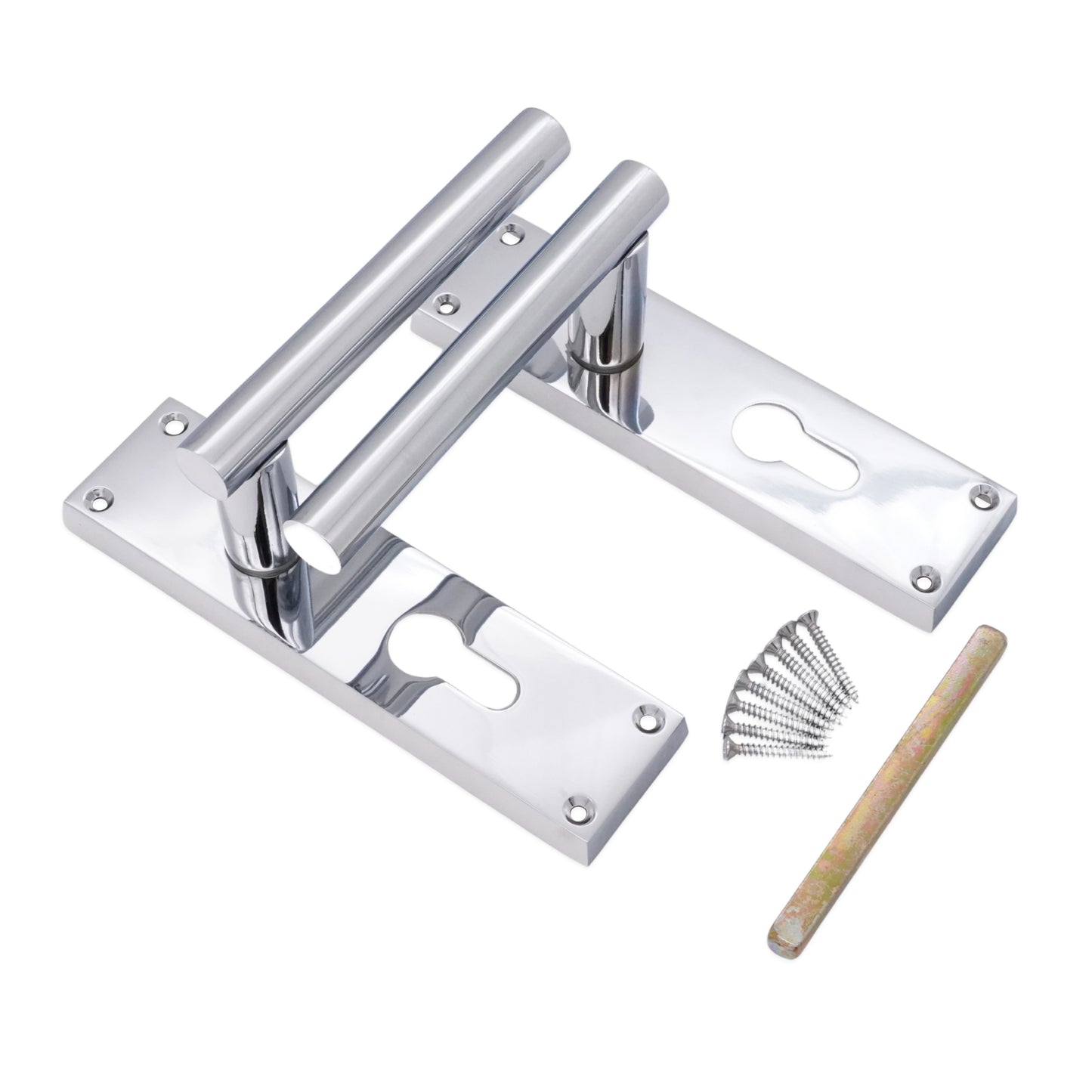 Polished Chrome Lever on Backplate Euro Door Handle Home Decor 