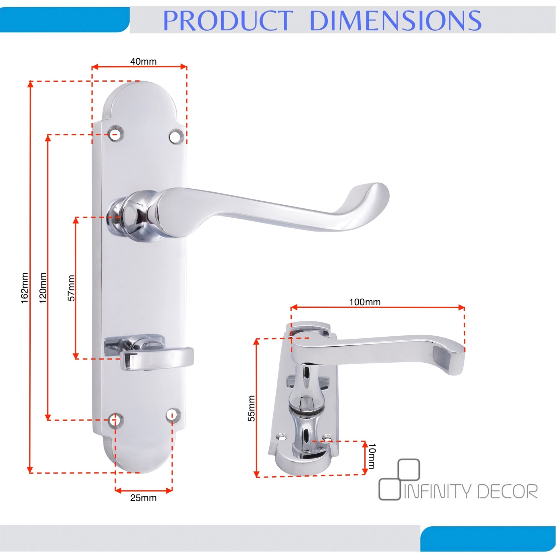 Polished Chrome Lever on Backplate Bathroom Home Decor  