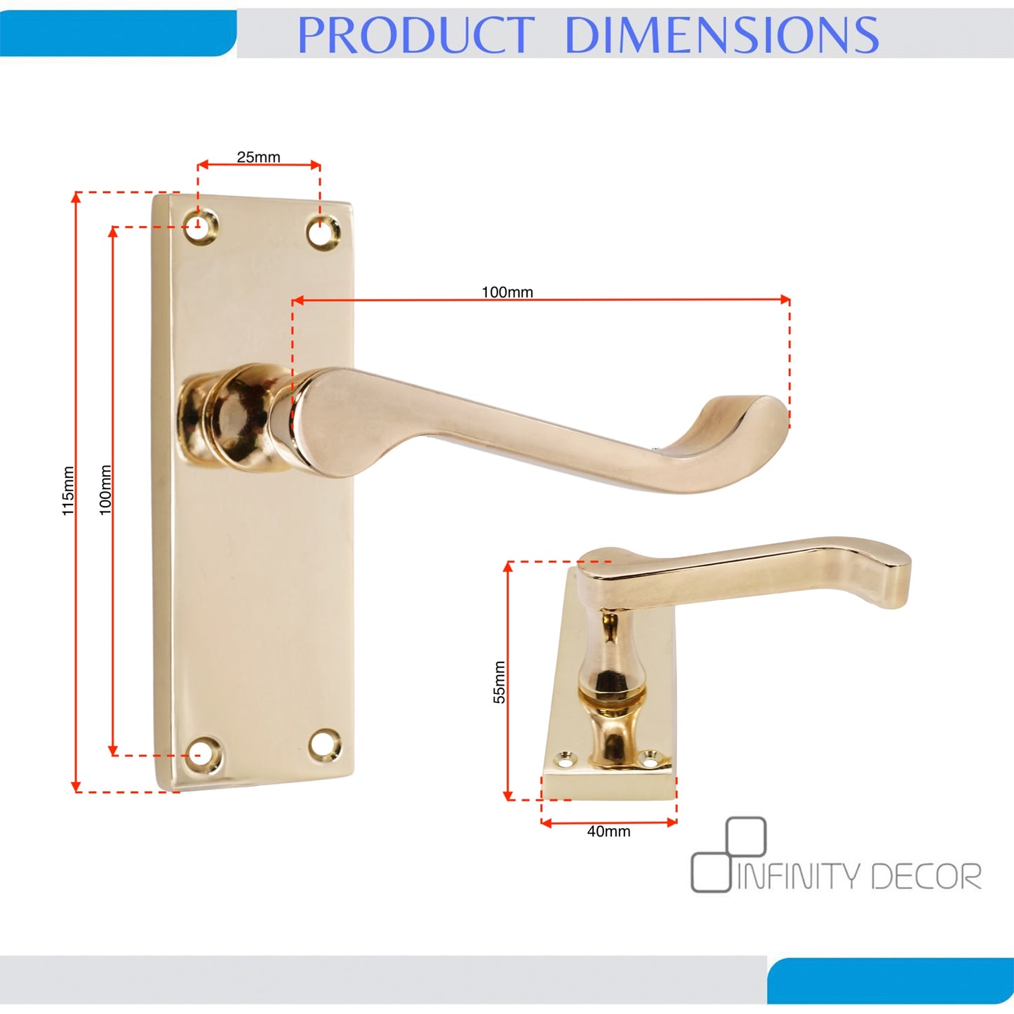 Polished Brass Lever on Backplate Door Handles Home Decor