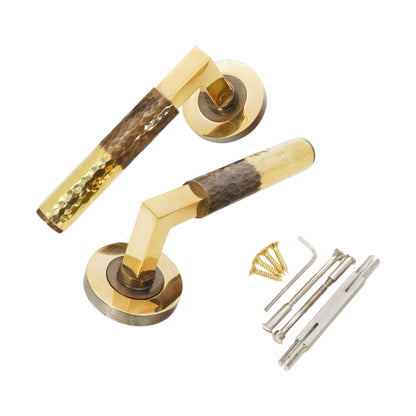 Aged Brass Lever on Rose Door Handle Home Decor 