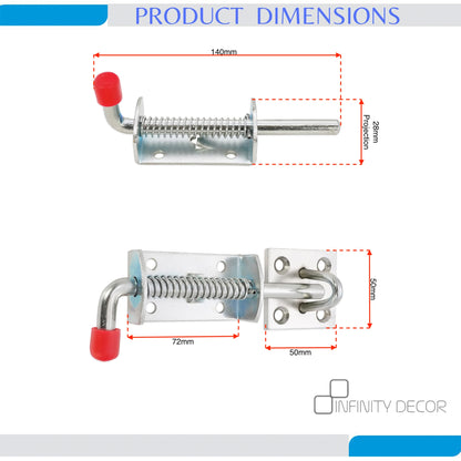 Zinc Spring Loaded Bolt Home Decor 