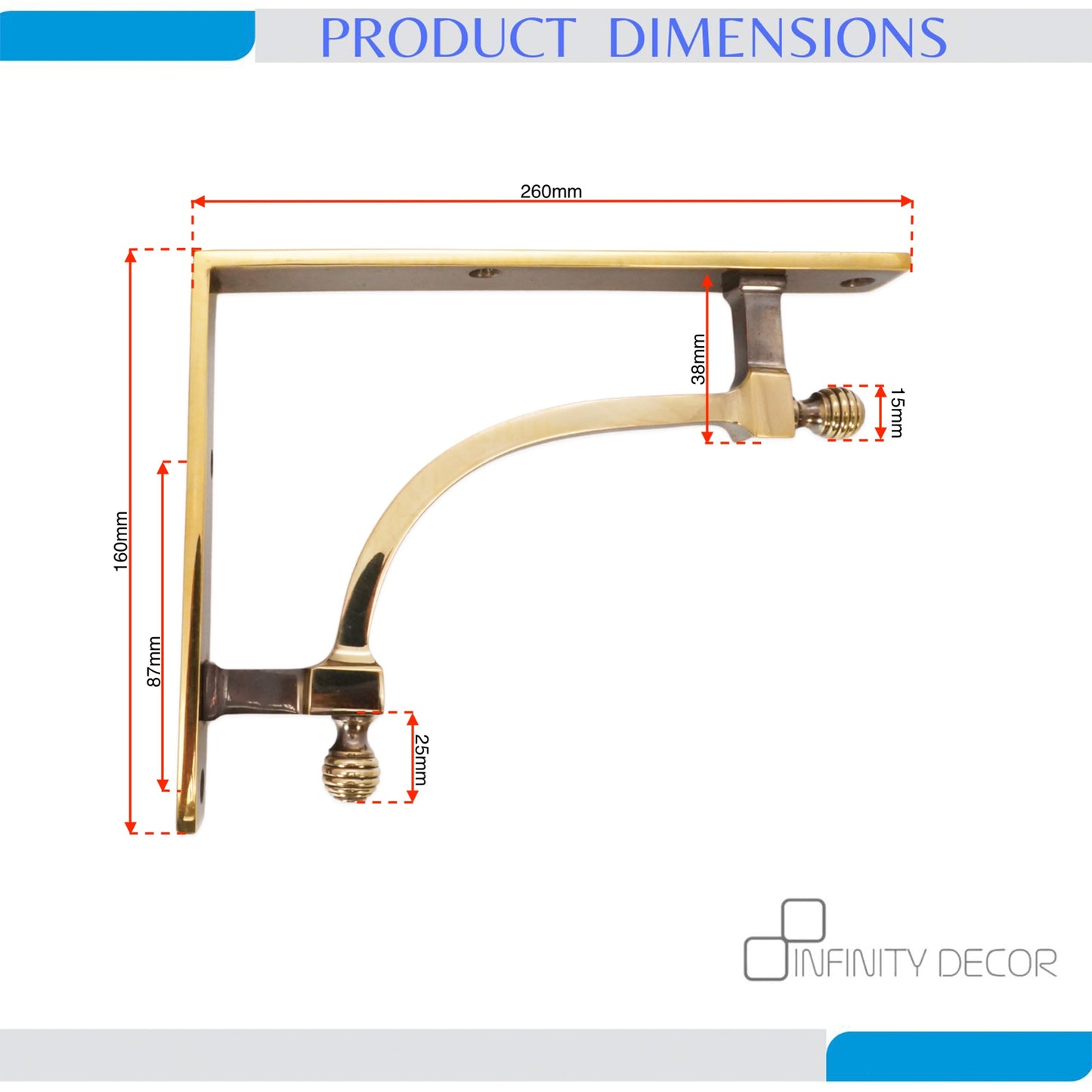Beehive Large Shelf Bracket Aged Brass