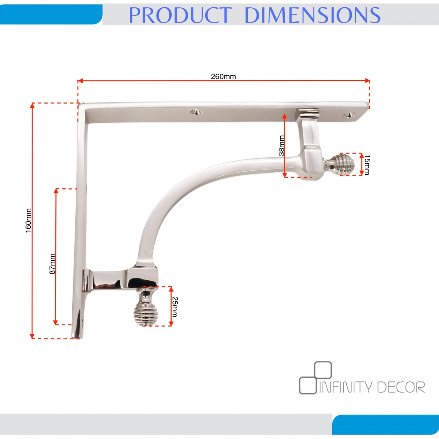 Beehive Large Shelf Bracket Polished Nickel