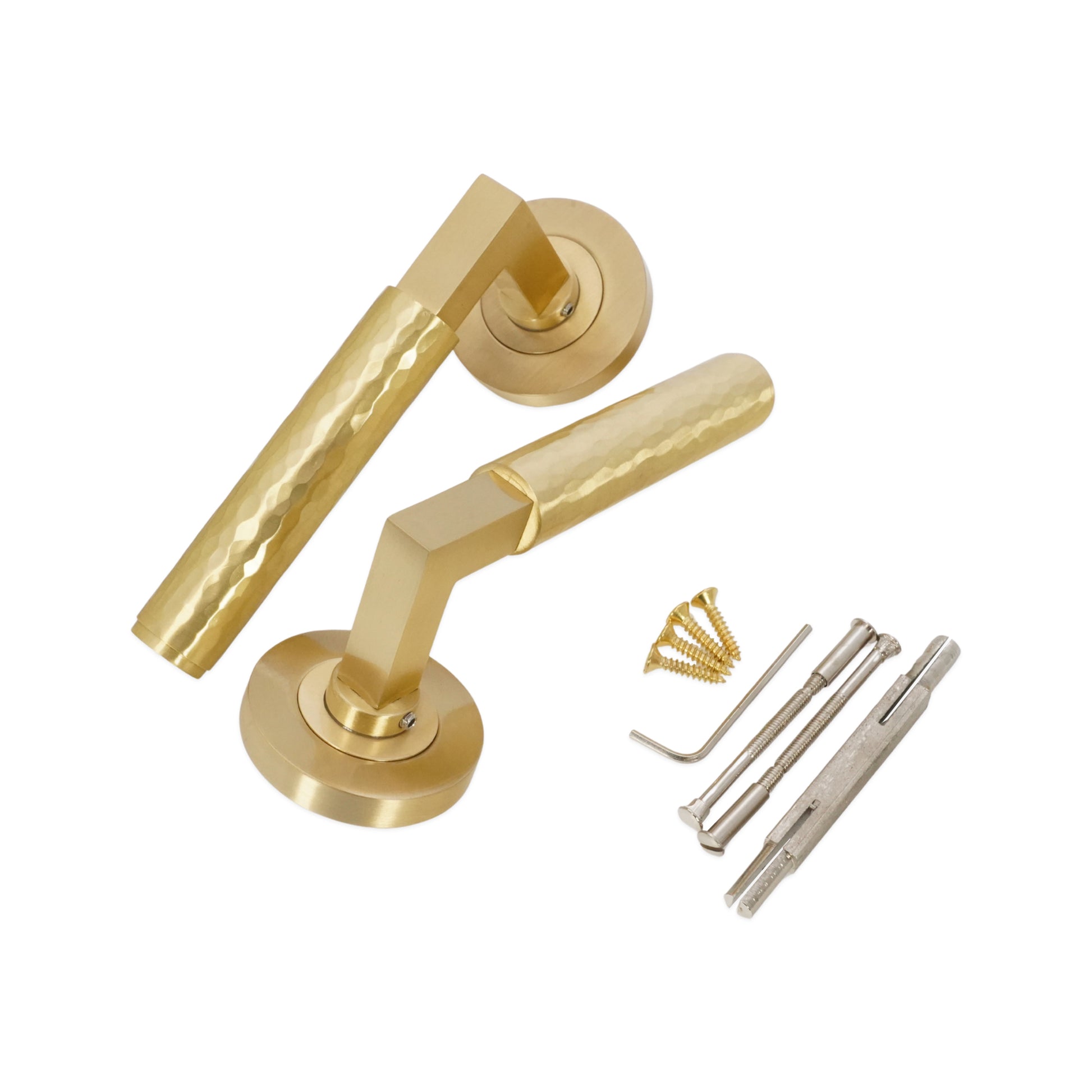 Satin Brass Lever on Rose Door Handle Home Decor 