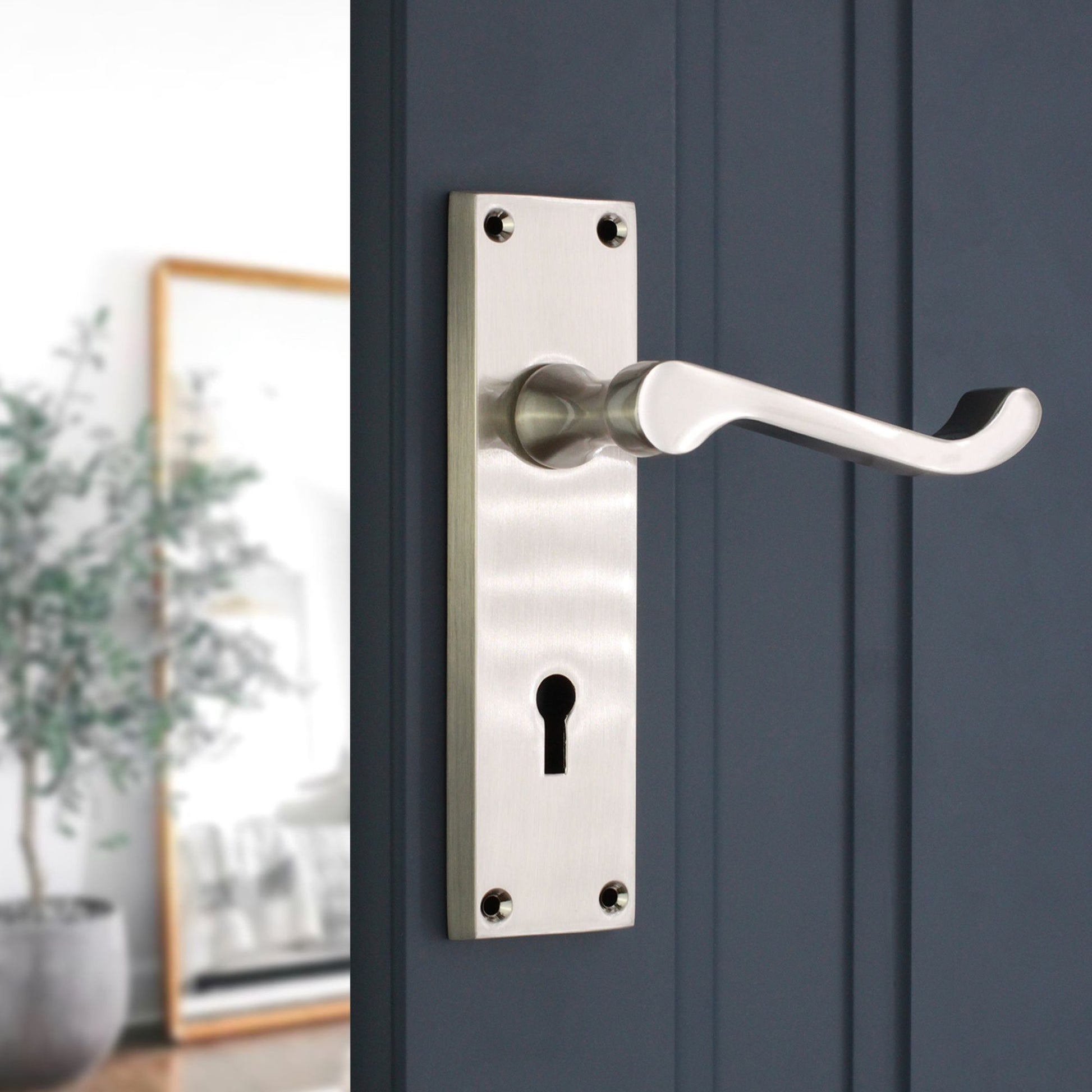 Lever on Backplate Door Handle Home Decor
