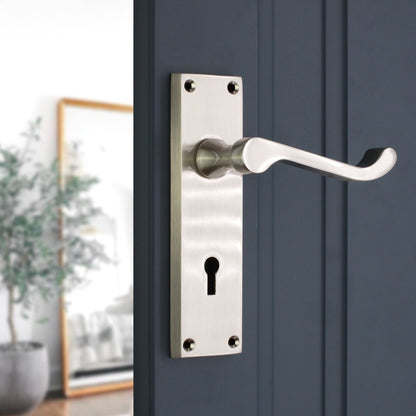 Lever on Backplate Door Handle Home Decor
