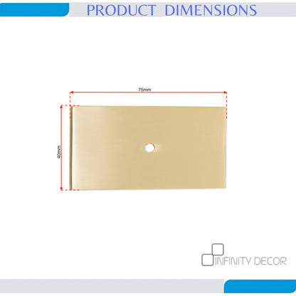 Rectangle Backplate for Cupboard Knobs Polished Brass