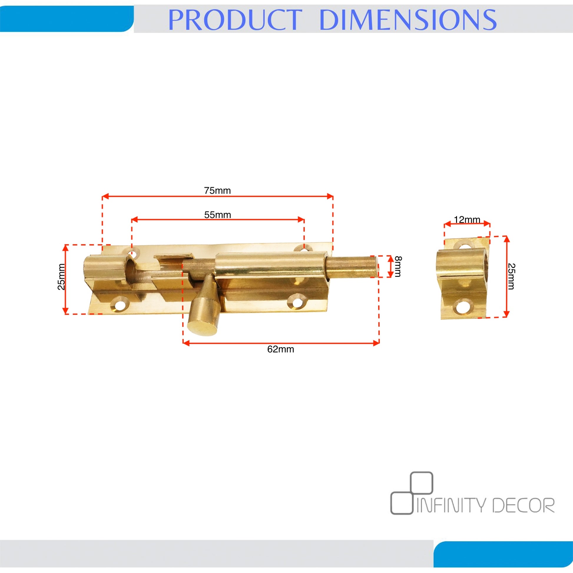 Polished Brass Barrel Bolt Home Decor