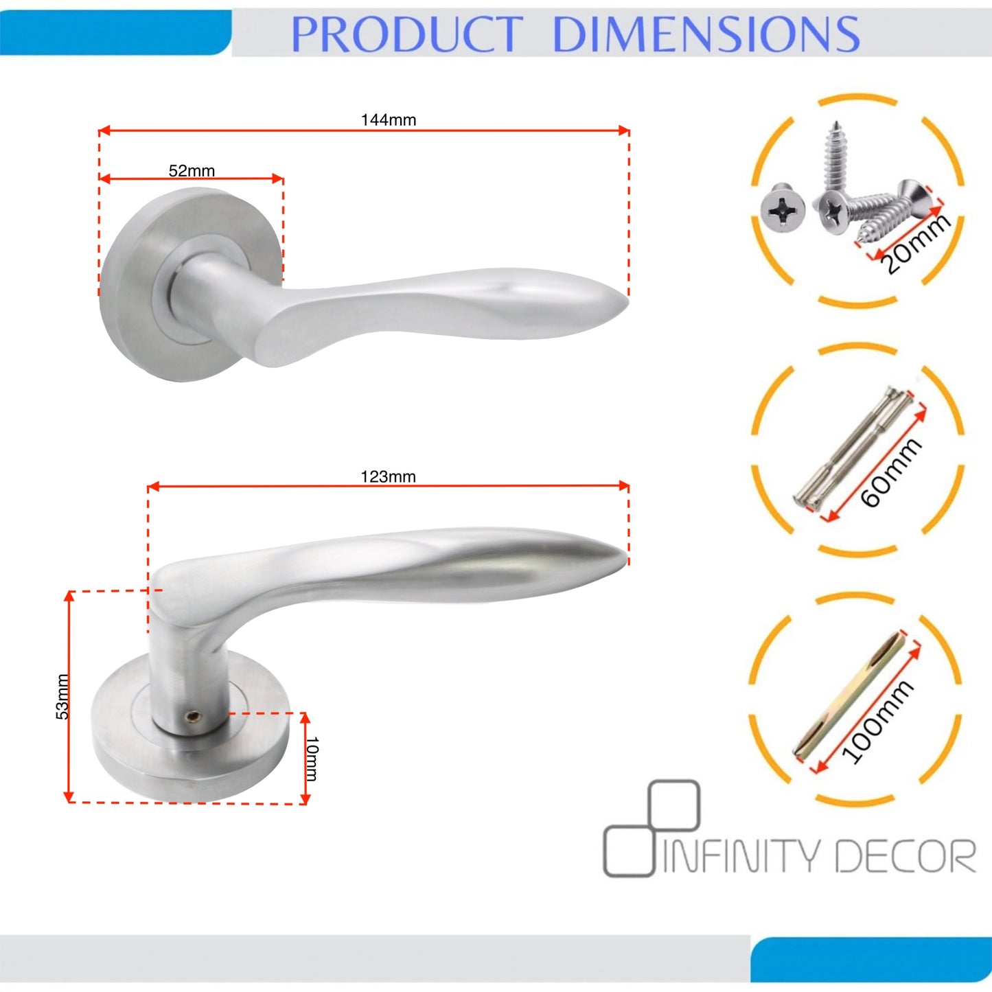Satin Chrome Lever Door Handle  Home Decor 