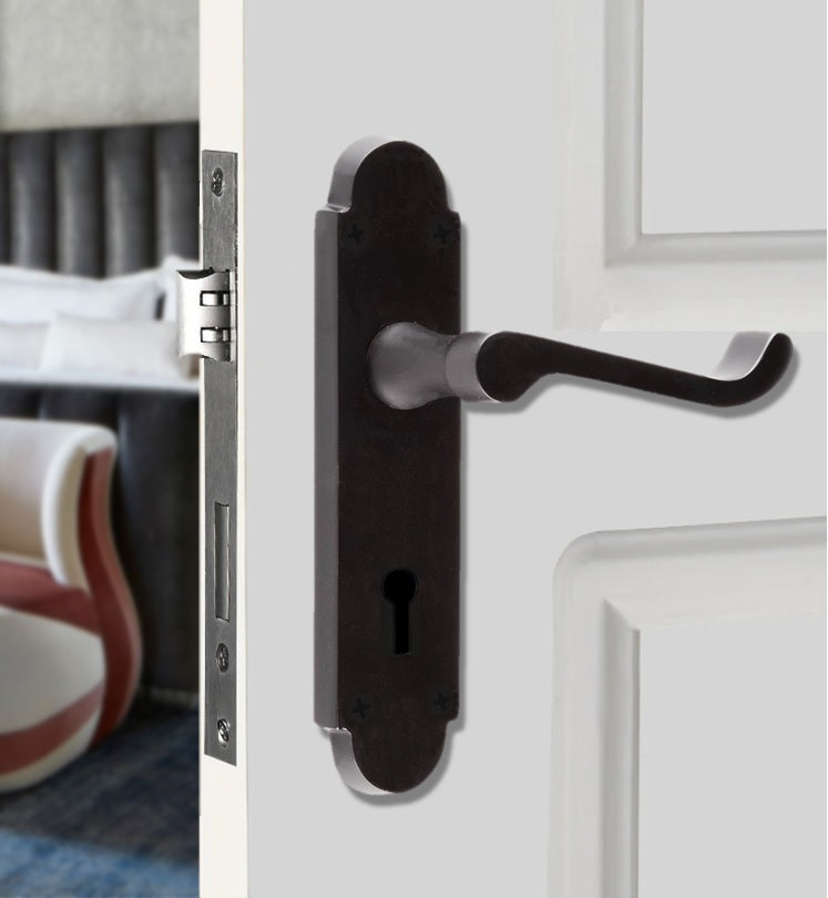 Matt Black Lever on Backplate Lock Door Handle Home Decor