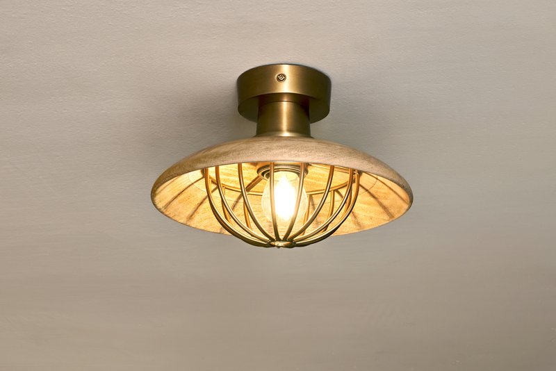 Wood & Metal Flush Ceiling Light Home Decor