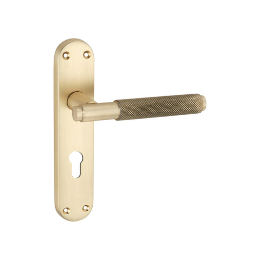 Connaught Knurled Lever on Backplate Euro Satin Brass