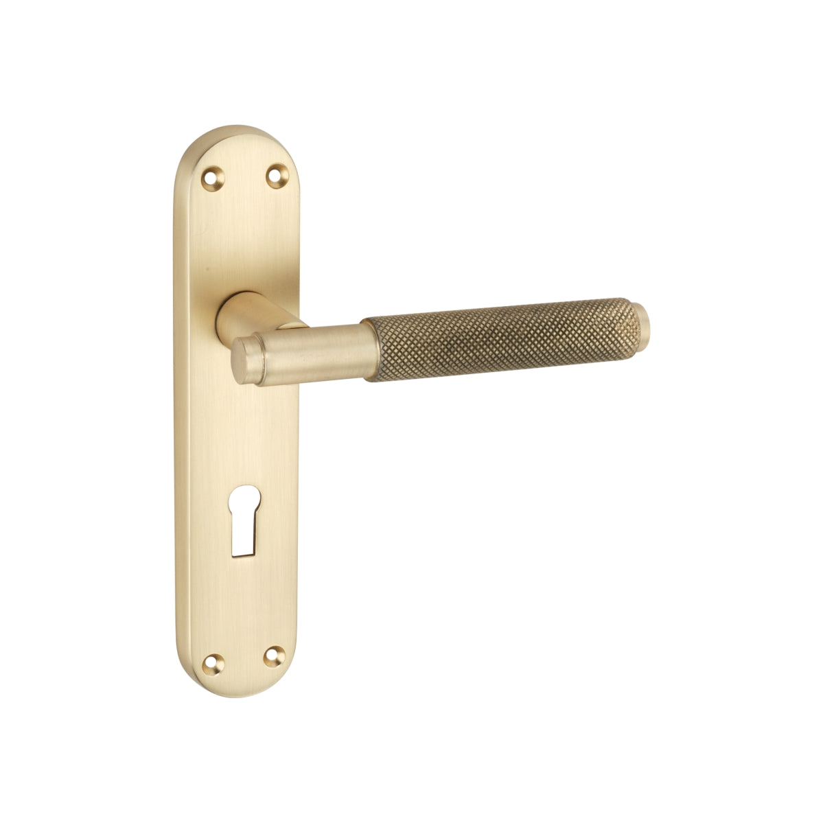 Connaught Knurled Lever on Backplate Lock Satin Brass