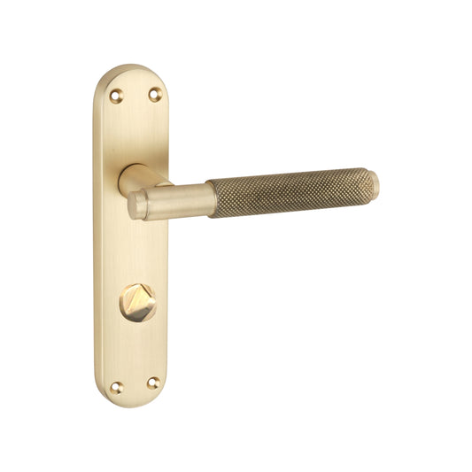 Connaught Knurled Lever on Backplate Privacy Satin Brass