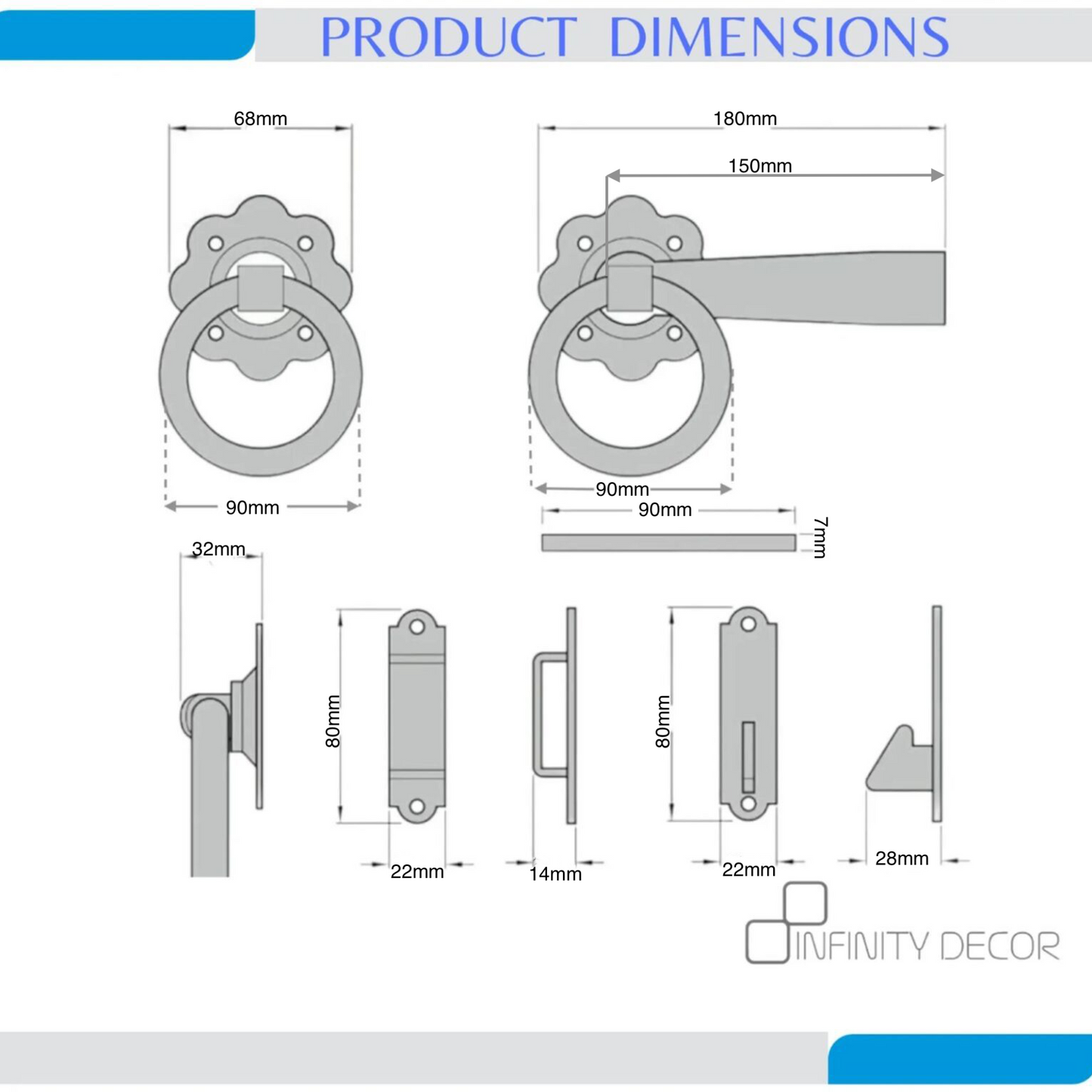 Black Ring Gate Latch Home Decor