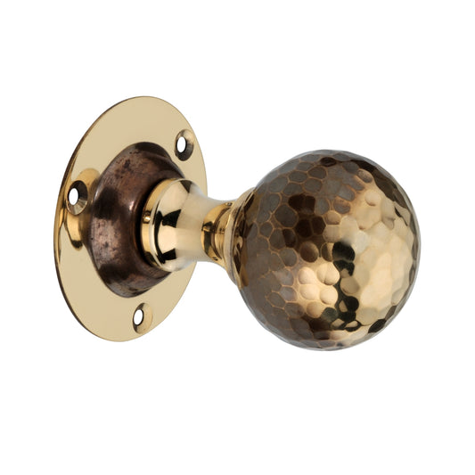 Hammered Ball Mortice Door Knob Aged Brass