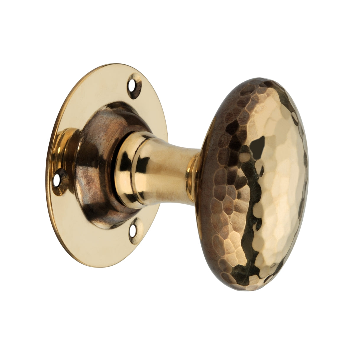 Hammered Oval Mortice Door Knob Aged Brass
