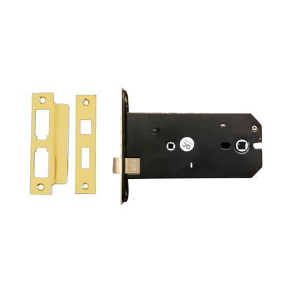 3 Lever Horizontal Bathroom Lock 6" Electro Brass