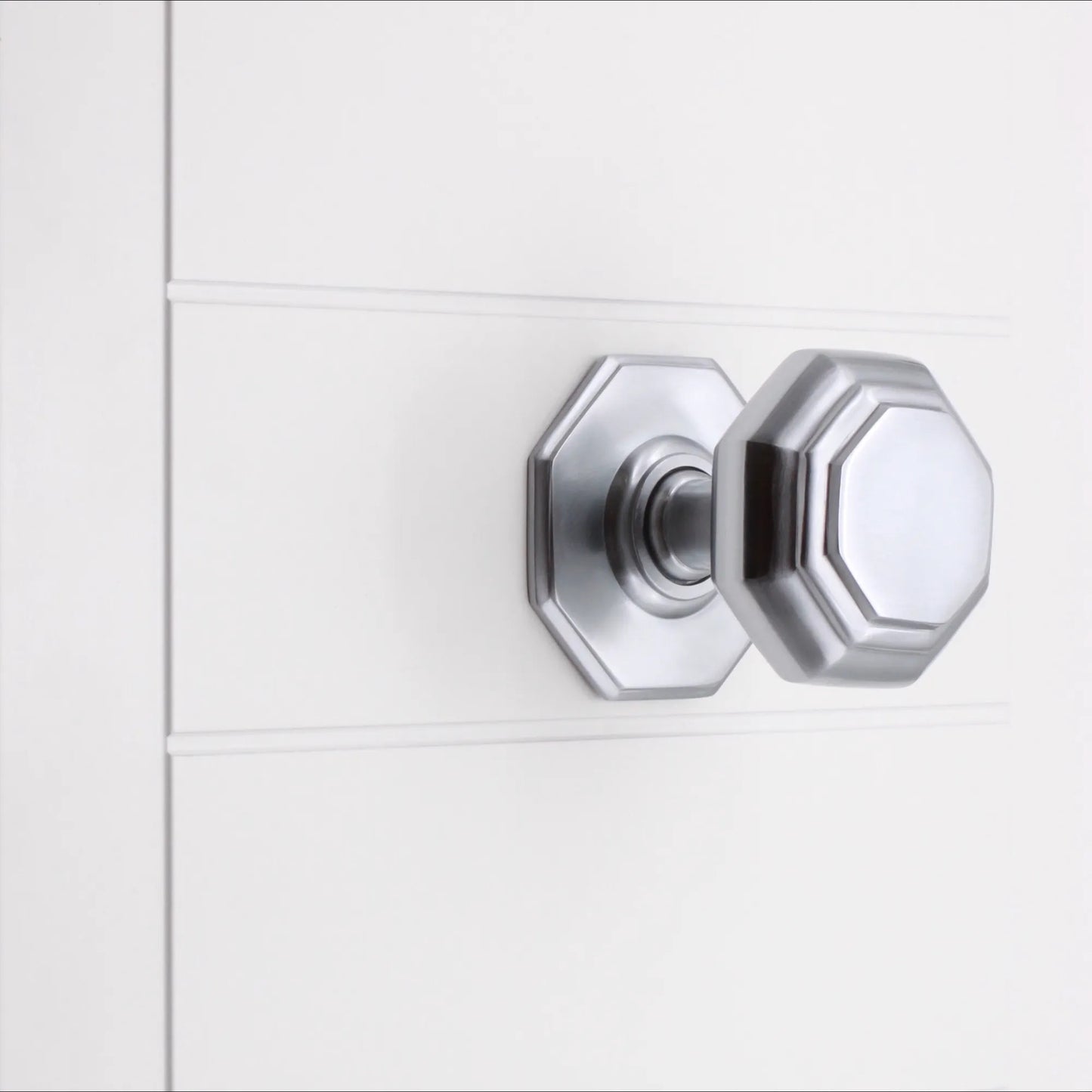 Octagonal Centre Door Knob Satin Chrome Home Decor 